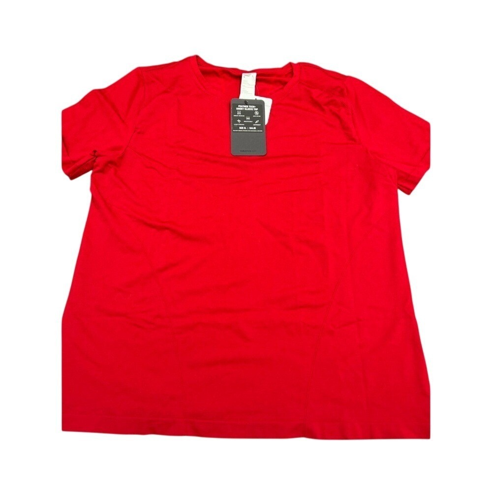 Fabletics Feather Tech+ Short Sleeve Top Holly Berry Red XL SS2459005-6218-17060